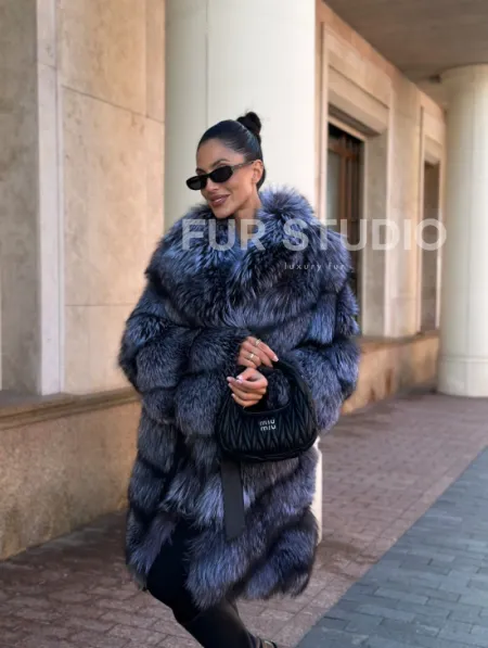 Шуба из меха чернобурой лисы - поперечка - фото 7