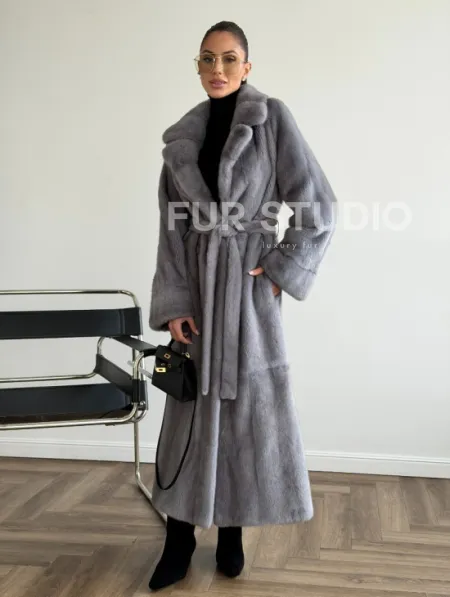 Голубая норковая шуба - фото 8