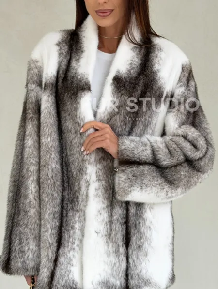 Белая шуба из норки крестовки - фото 1