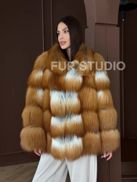 Короткая шуба из рыжей лисы - фото 12