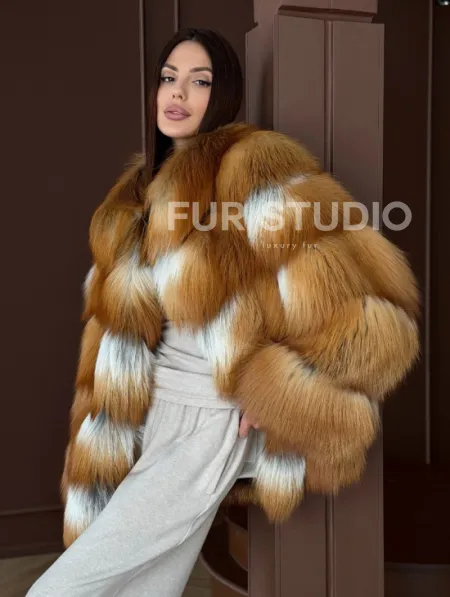 Короткая шуба из рыжей лисы - фото 6
