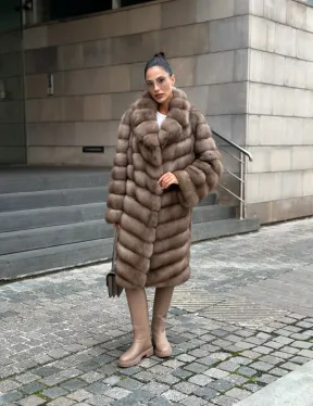 Пальто из меха куницы цвет Tortora - фото 6