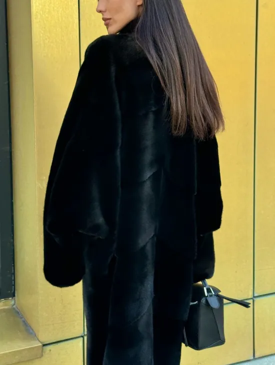 Норковое кимоно - пальто из аукционной норки SAGA FURS, ПРЕМИУМ КАЧЕСТВО - шалевый воротник - фото 5