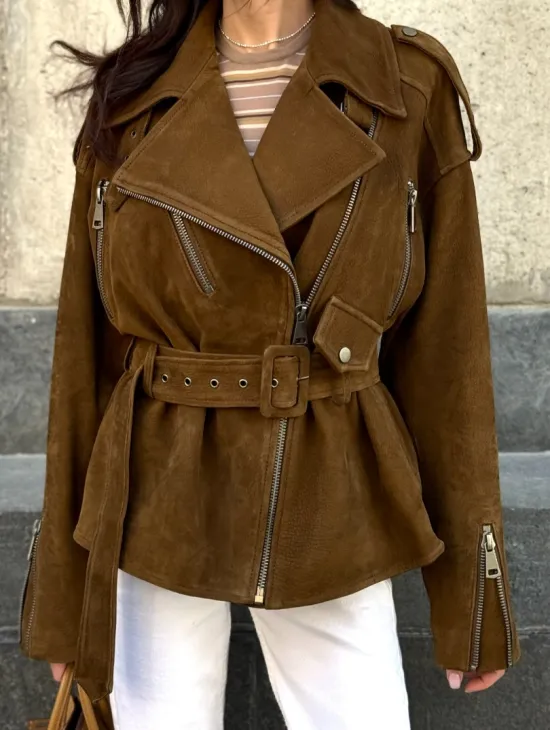 Косуха из натуральной замши под пояс 