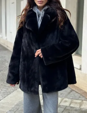 Полушубок женский из норки - черный - фото 2