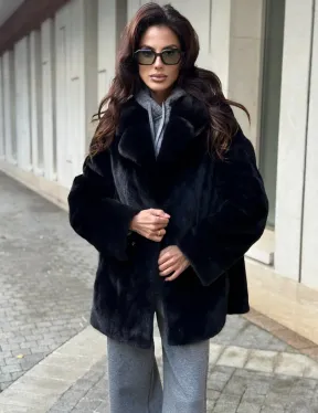 Полушубок женский из норки - черный - фото 6