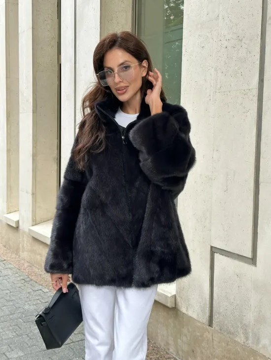 Норковый полушубок - графит - фото 7