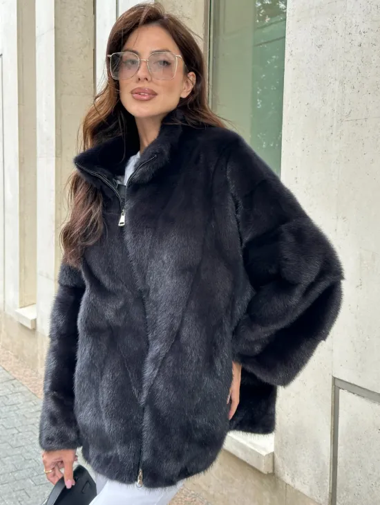 Норковый полушубок - графит - фото 0