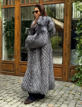 Длинная шуба из чернобурки в росшив - фото 9