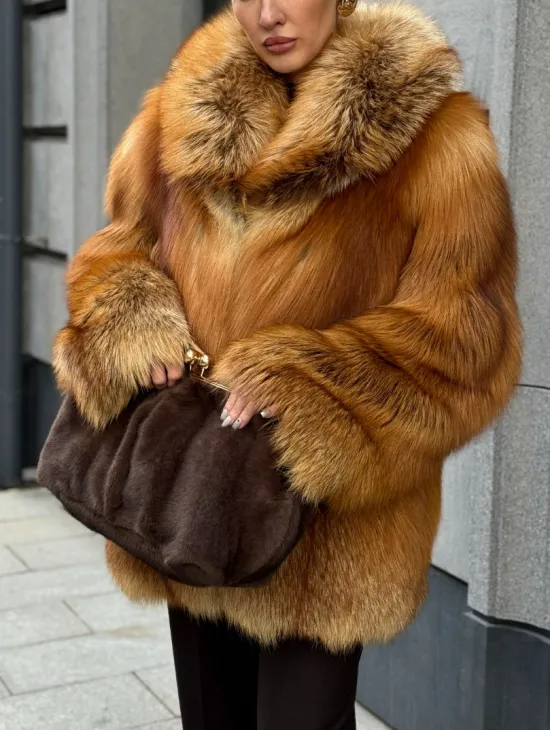 Шуба из лисы - рыжая - фото 4