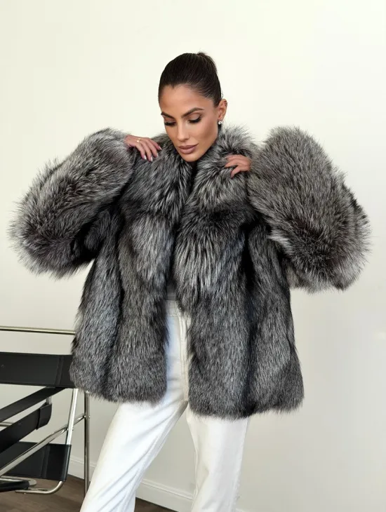 Шуба чернобурка - воротник шаль - фото 9