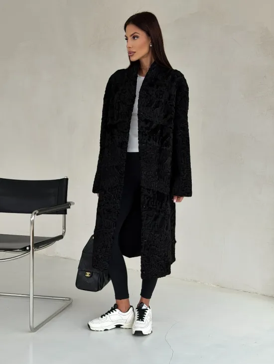 Черная шуба из каракуля - фото 8