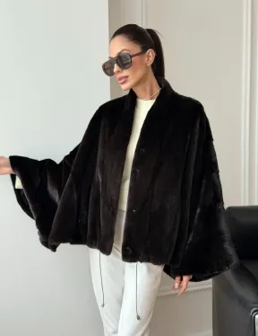 Короткая норковая шуба - пончо - фото 10