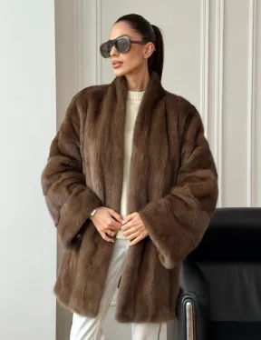 Полушубок из норки - цвет соболь - фото 12