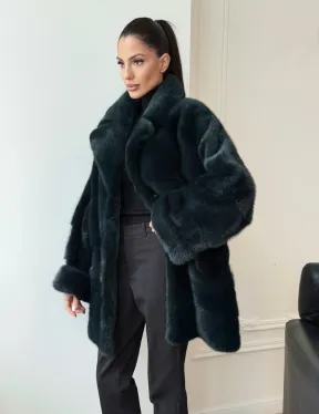 Зеленая норковая шуба - жакет - фото 11