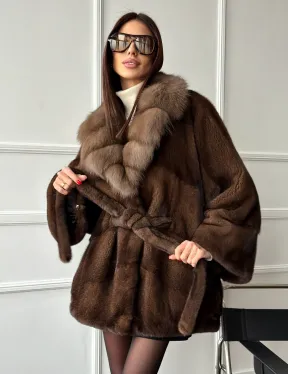 Полушубок автоледи норковый - воротник куница - фото 10