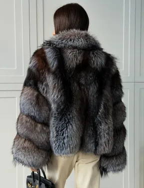 Шуба из меха блюфрост - воротник английский - фото 6