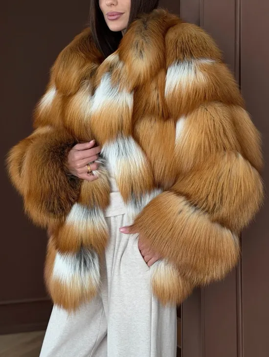 Короткая шуба из рыжей лисы - фото 3