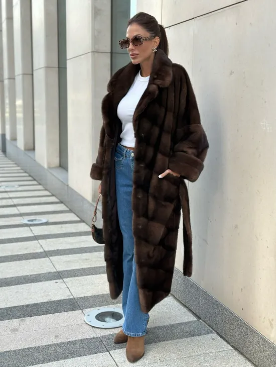 Шуба из плюшевой норки Velvet - цвет соболь - фото 3